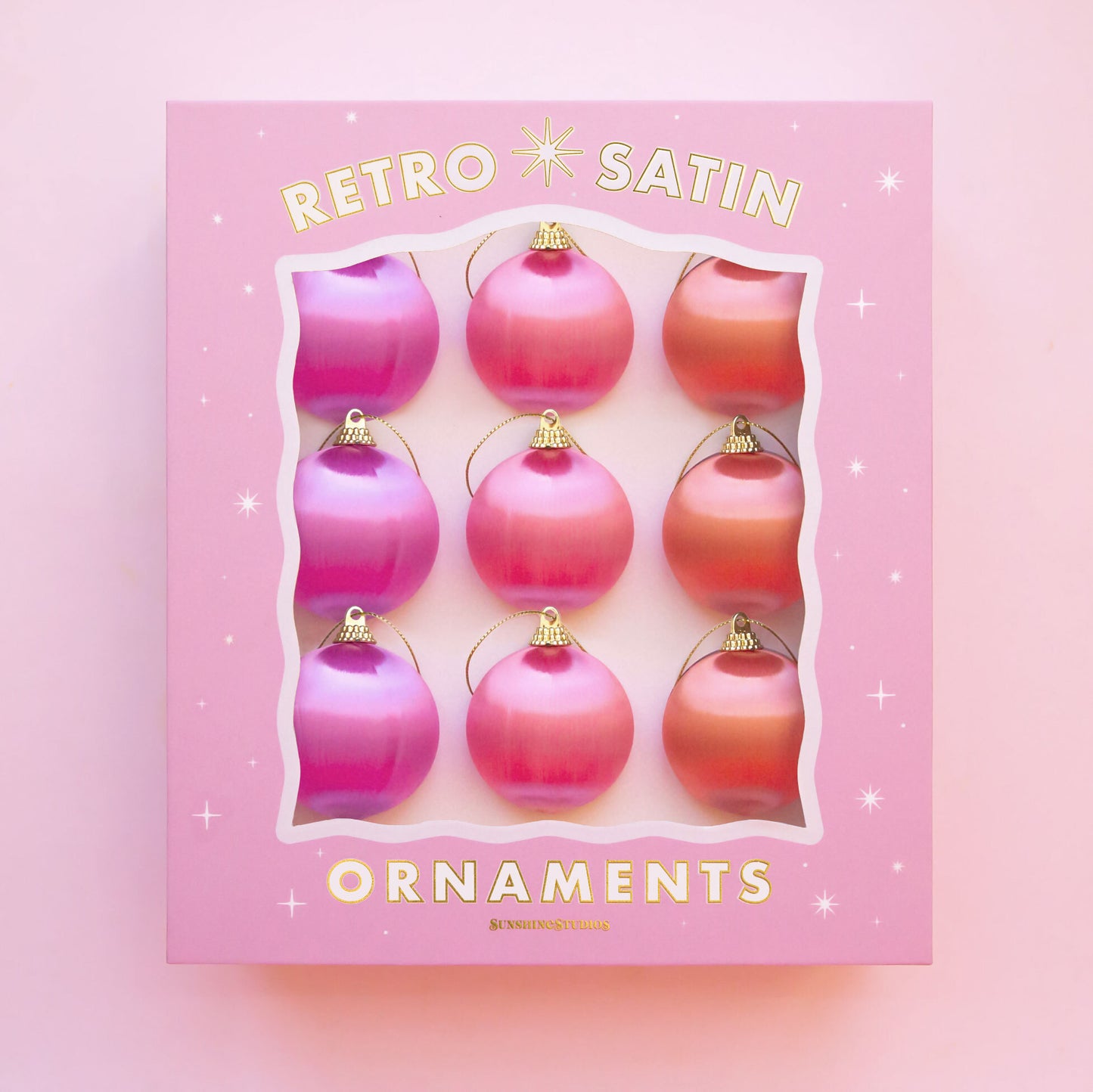 Retro Satin Ornaments | Set of 9