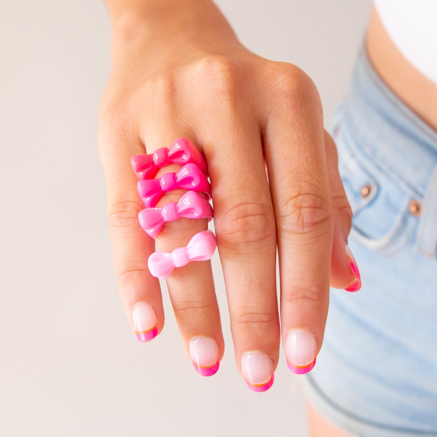 Kitsch Bow Ring Set | Pink