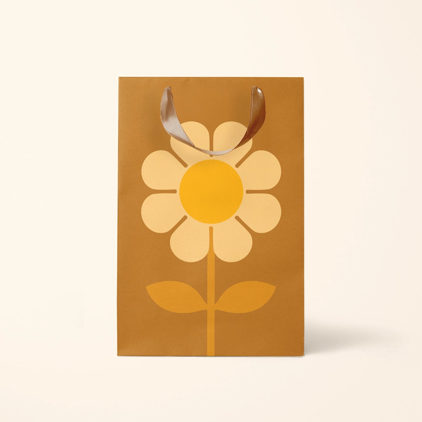 Retro Flower Gift Bag Brown