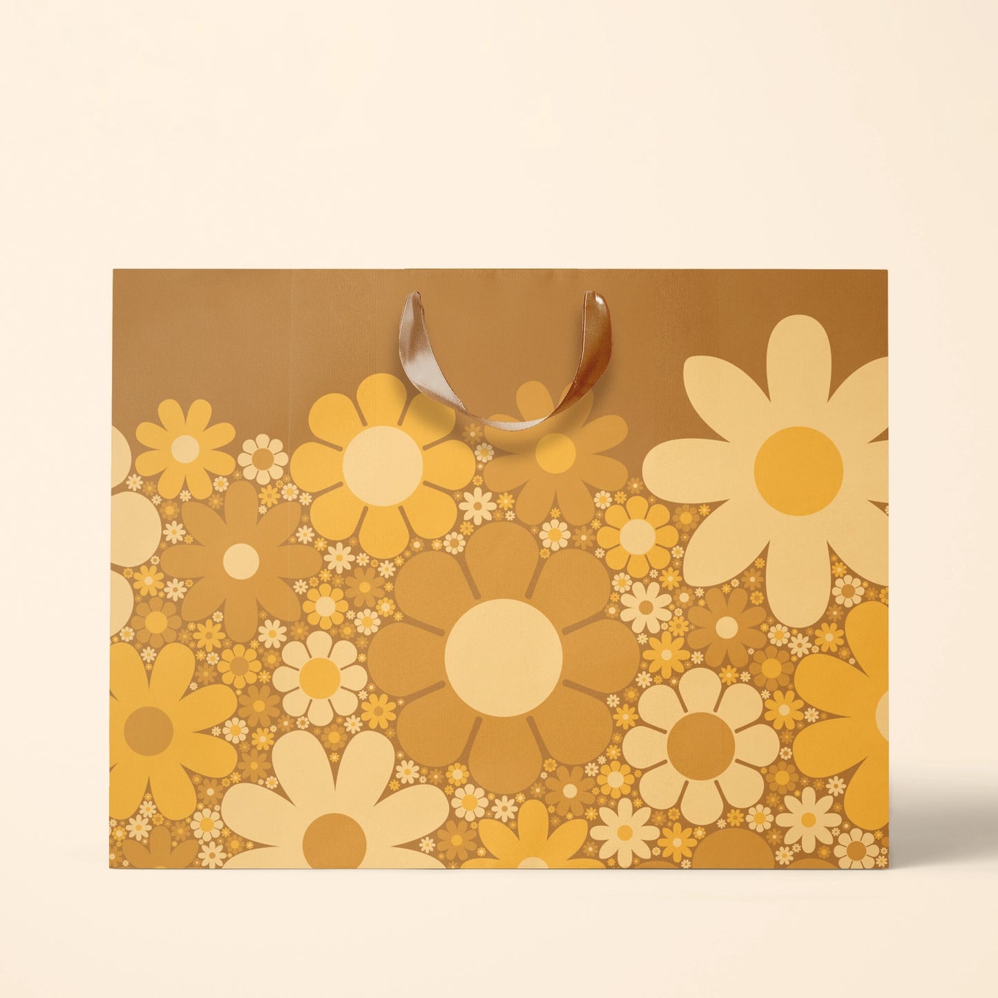 Retro Flower Gift Bag Brown