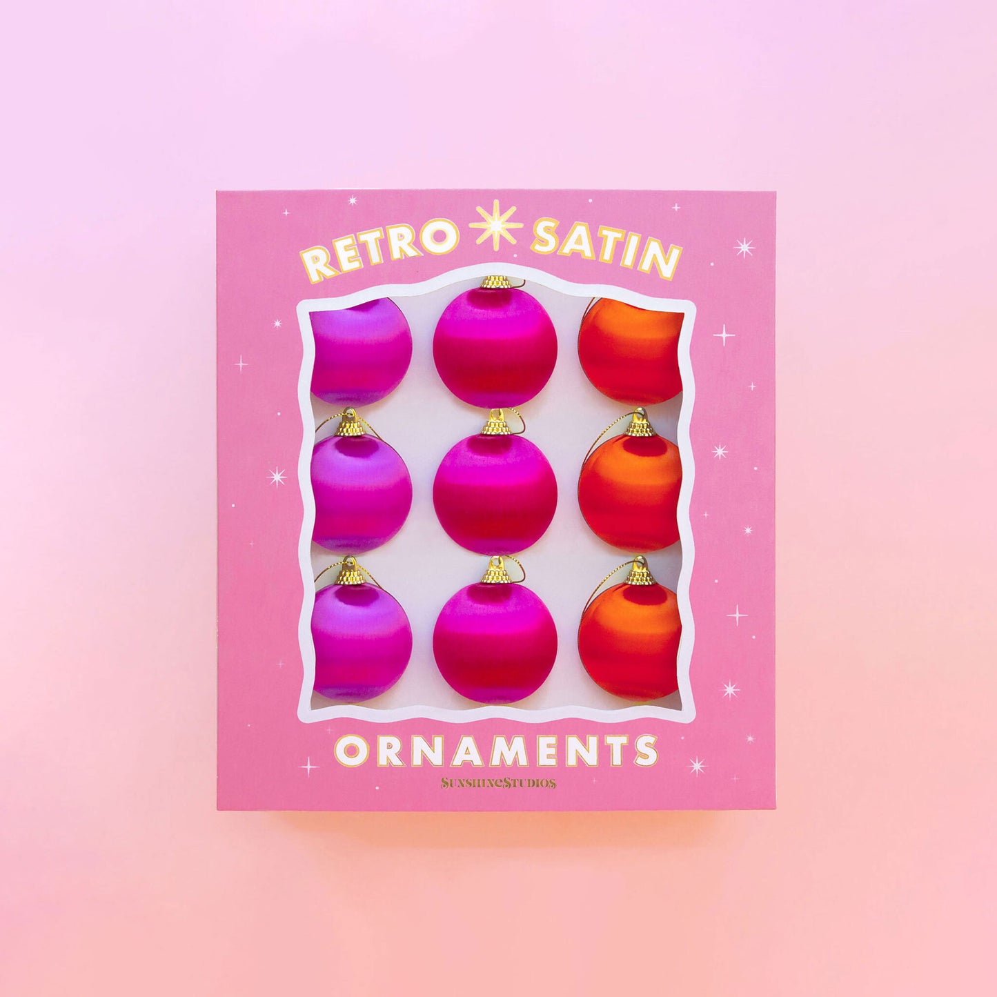 Retro Satin Ornaments | Set of 9