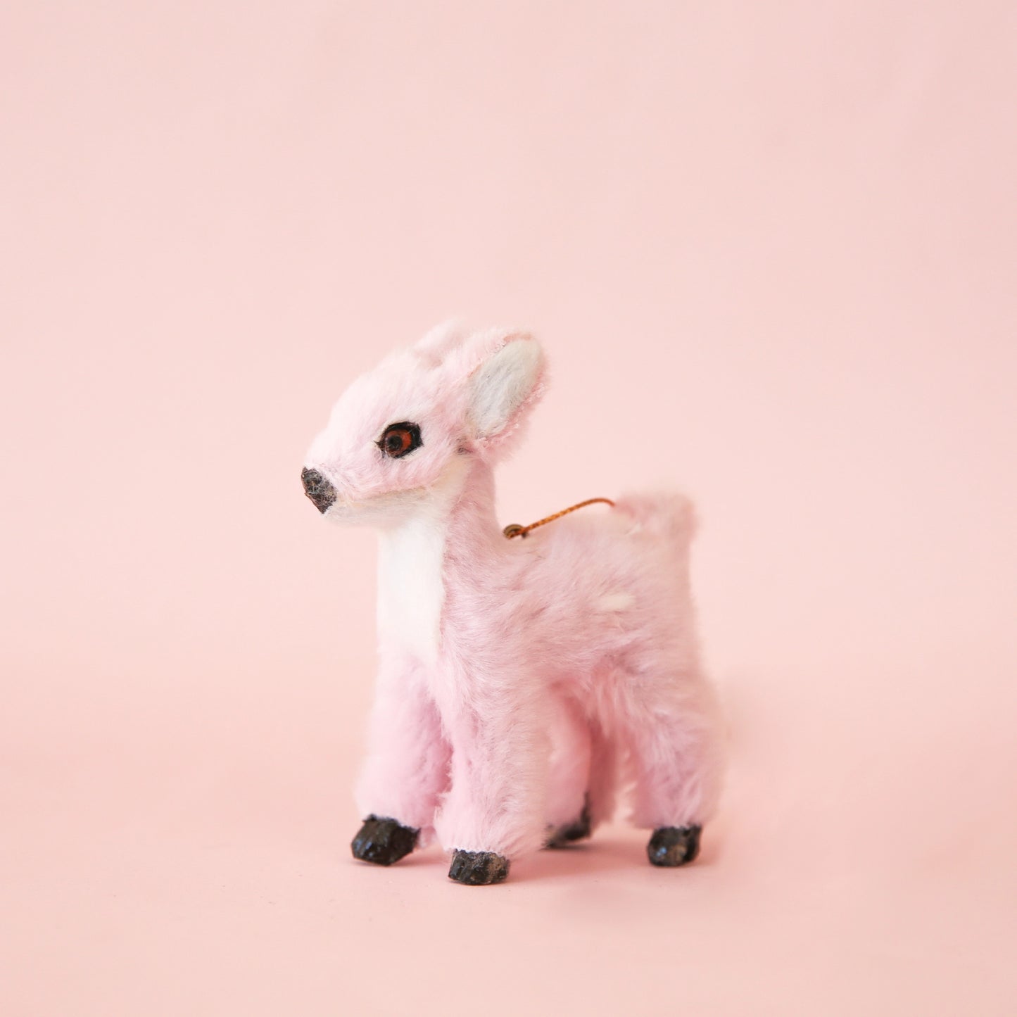 Fur Reindeer Ornament - Pink