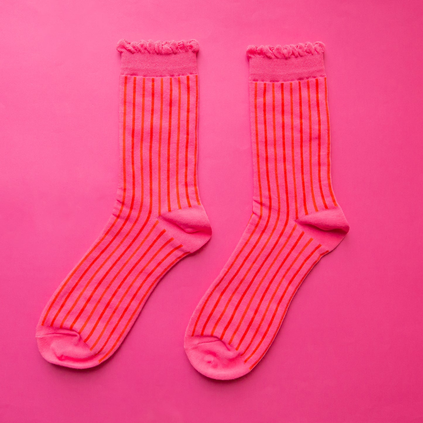 Striped Crew Socks | Fuchsia