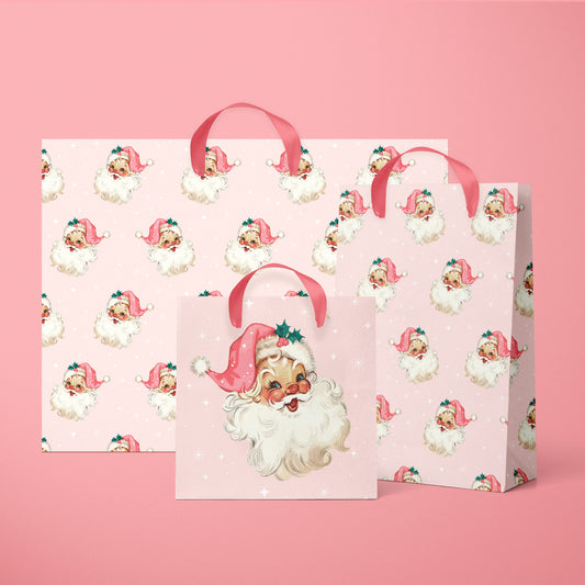 Retro Pink Santa Gift Bag