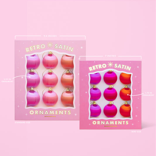Retro Satin Ornaments | Set of 9