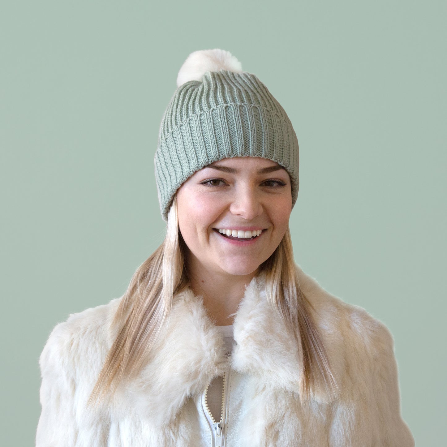 Snow Bunny Pom Hat | Mint