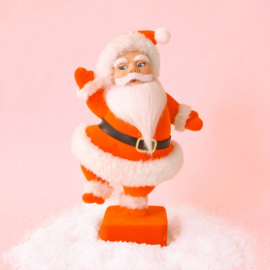 Retro Flocked Dancing Santa | Electric Red