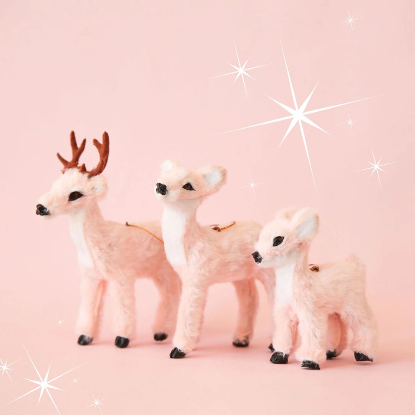 Fur Reindeer Ornament - Peach