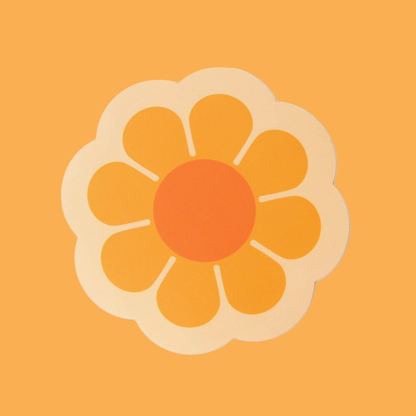 retro syle bus flower sticker in various shades of orange