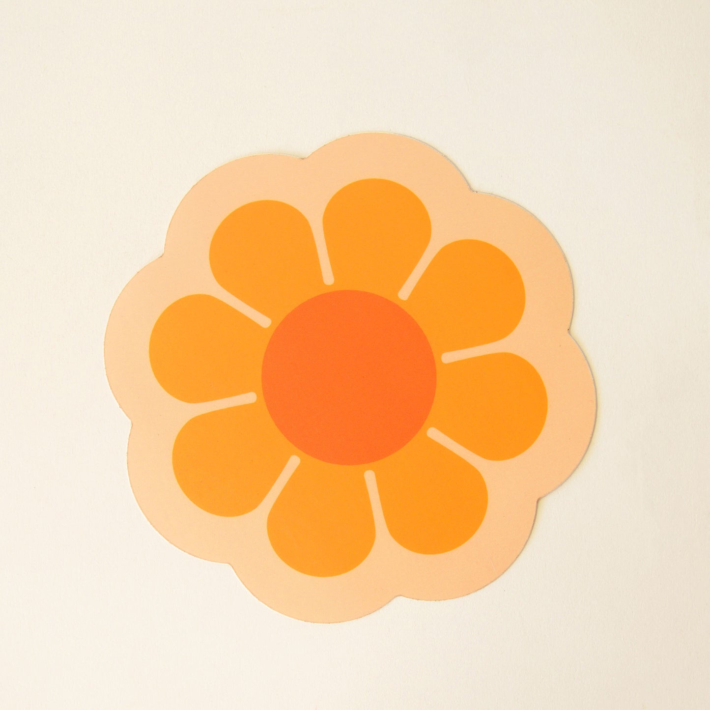 retro syle bus flower sticker in various shades of orange