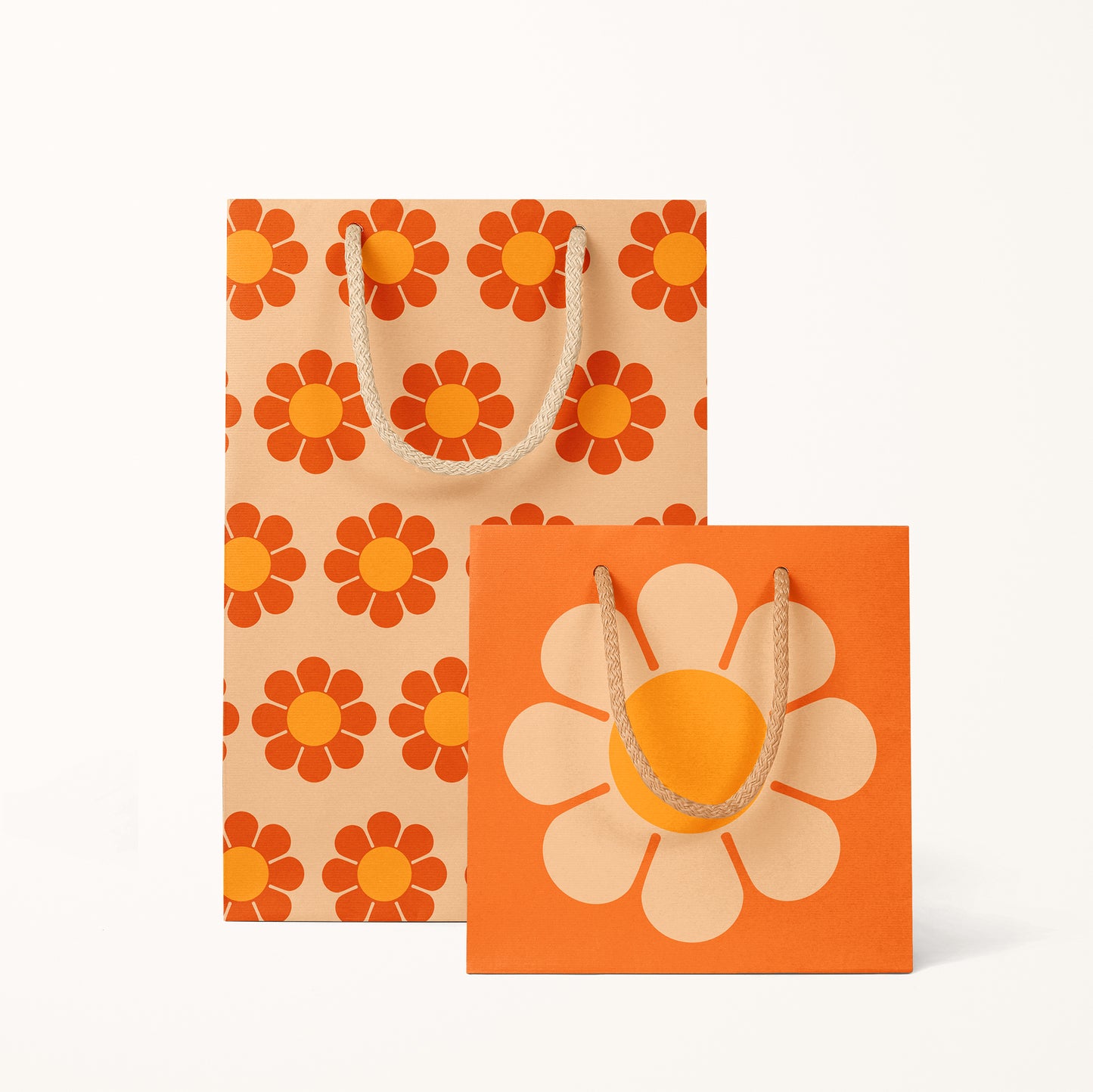 Retro Flower Gift Bag - Orange